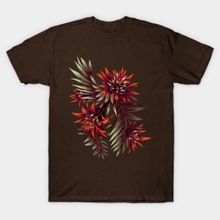 Fasciata Tropical Floral - Dark Orange / Purple T-Shirt